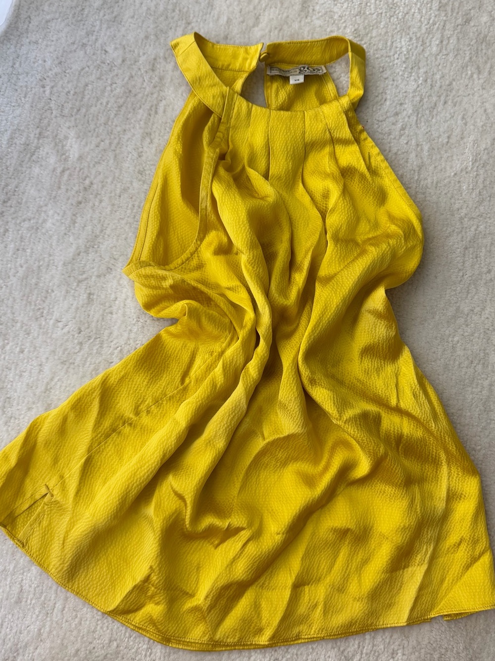 Go By GoSilk 100% Silk Open Shoulders Bright Yellow Blouse